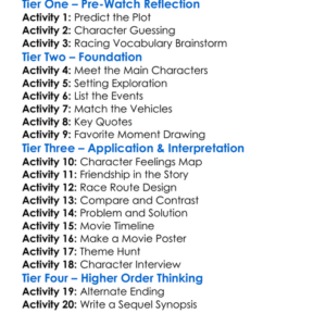 The Radiator Springs 500½ 2014 Worksheet Activity Booklet