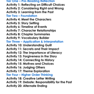 The Reader Bernhard Schlink Worksheet Activity Booklet