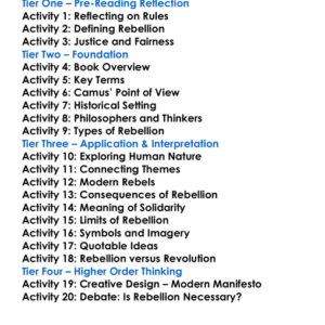 The Rebel Albert Camus Worksheet Activity Booklet