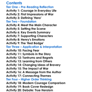 The Red Badge Of Courage Stephen Crane Worksheet Activity Booklet