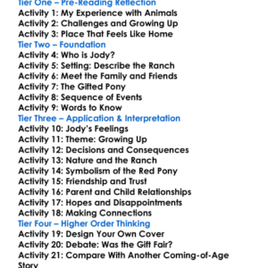 The Red Pony John Steinbeck Worksheet Activity Booklet