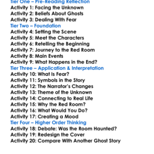 The Red Room Hg Wells Worksheet Activity Booklet
