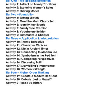 The Red Tent Anita Diamant Worksheet Activity Booklet