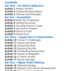 The Redemption Of Vincent Young 2017 Worksheet Activity Booklet