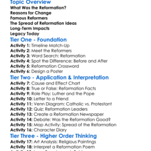 The Reformation And Its Impact Worksheet Activity Booklet