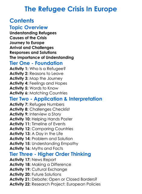 The Refugee Crisis In Europe Worksheet Activity Booklet