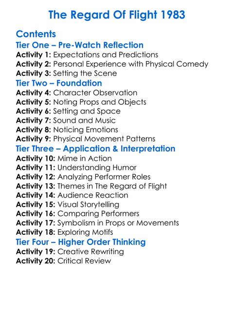 The Regard Of Flight 1983 Worksheet Activity Booklet