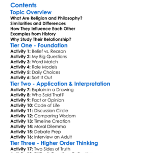 The Relationship Between Religion And Philosophy Worksheet Activity Booklet