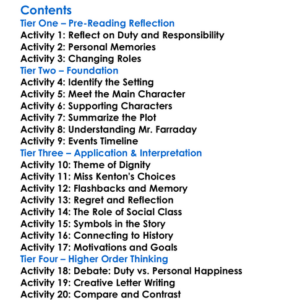 The Remains Of The Day Kazuo Ishiguro Worksheet Activity Booklet