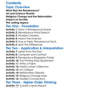 The Renaissance And Religious Change Worksheet Activity Booklet