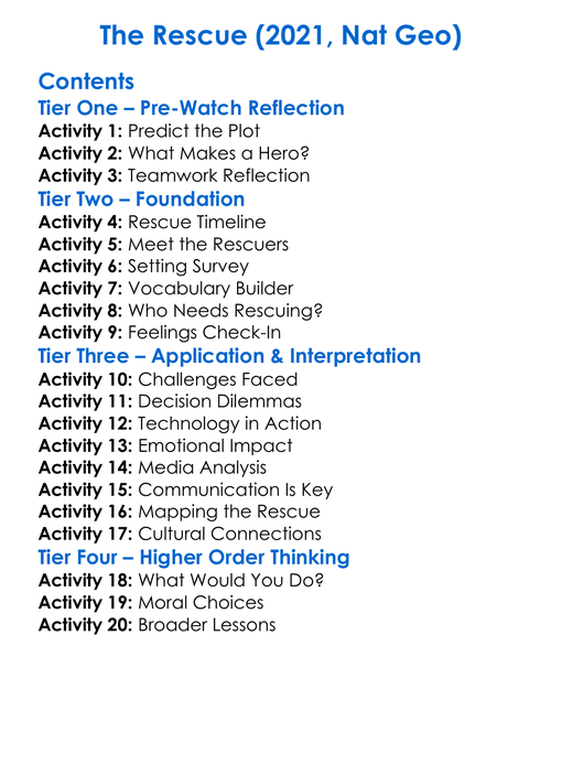 The Rescue 2021 Nat Geo Worksheet Activity Booklet