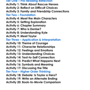 The Rescue Nicholas Sparks Worksheet Activity Booklet