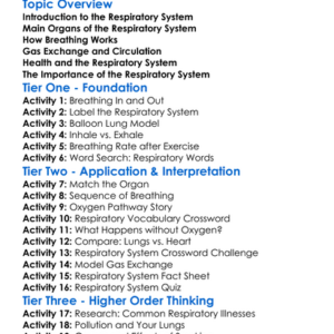 The Respiratory System In Humans Worksheet Activity Booklet