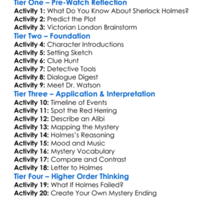 The Return Of Sherlock Holmes 1987 Worksheet Activity Booklet