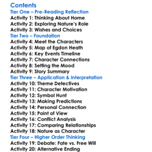 The Return Of The Native Thomas Hardy Worksheet Activity Booklet