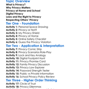 The Right To Privacy Worksheet Activity Booklet