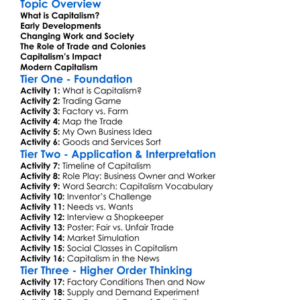 The Rise Of Capitalism Worksheet Activity Booklet