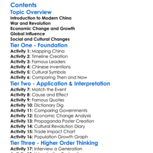 The Rise Of China In The 20Th Century Worksheet Activity Booklet