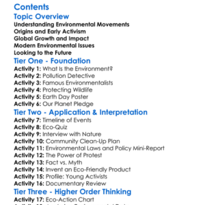 The Rise Of Environmental Movements Worksheet Activity Booklet