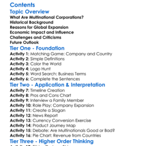 The Rise Of Multinational Corporations Worksheet Activity Booklet