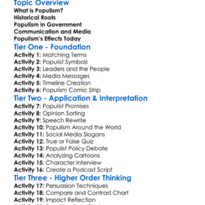 The Rise Of Populism Worksheet Activity Booklet
