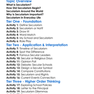 The Rise Of Secularism Worksheet Activity Booklet