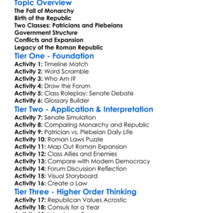 The Rise Of The Roman Republic Worksheet Activity Booklet