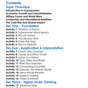 The Rise Of The United States As A Superpower Worksheet Activity Booklet