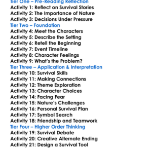 The River Gary Paulsen Worksheet Activity Booklet