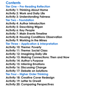 The Road To Wigan Pier George Orwell Worksheet Activity Booklet