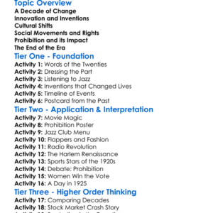 The Roaring Twenties Worksheet Activity Booklet