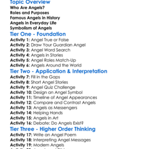The Role Of Angels Worksheet Activity Booklet