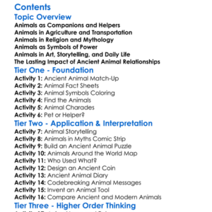 The Role Of Animals In Ancient Societies Worksheet Activity Booklet