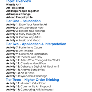 The Role Of Art In Society Worksheet Activity Booklet