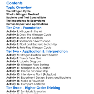 The Role Of Bacteria In Nitrogen Fixation Worksheet Activity Booklet