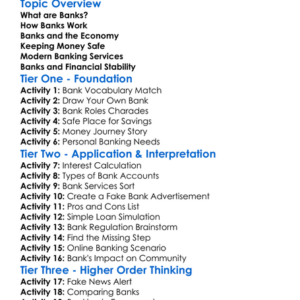 The Role Of Banks In The Economy Worksheet Activity Booklet