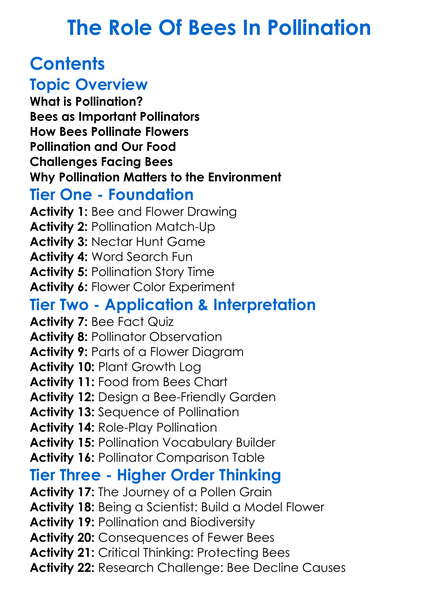 The Role Of Bees In Pollination Worksheet Activity Booklet