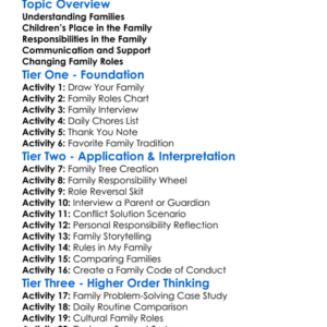 The Role Of Children And Family Worksheet Activity Booklet