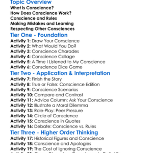 The Role Of Conscience Worksheet Activity Booklet