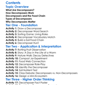 The Role Of Decomposers In Ecosystems Worksheet Activity Booklet