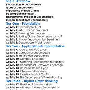 The Role Of Decomposers Worksheet Activity Booklet