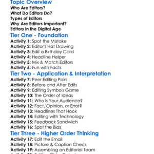 The Role Of Editors Worksheet Activity Booklet