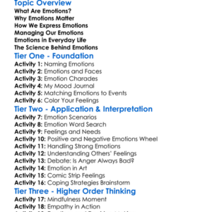 The Role Of Emotions Worksheet Activity Booklet