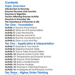 The Role Of Enzymes In Biological Processes Worksheet Activity Booklet