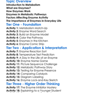 The Role Of Enzymes In Metabolism Worksheet Activity Booklet