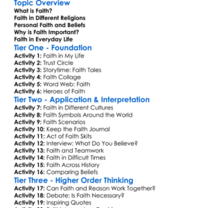 The Role Of Faith Worksheet Activity Booklet