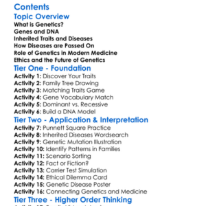 The Role Of Genetics In Inherited Diseases Worksheet Activity Booklet