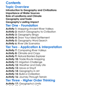 The Role Of Geography In Early Civilizations Worksheet Activity Booklet