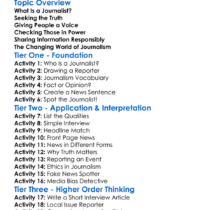 The Role Of Journalists Worksheet Activity Booklet