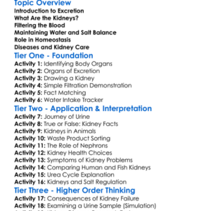 The Role Of Kidneys In Excretion Worksheet Activity Booklet